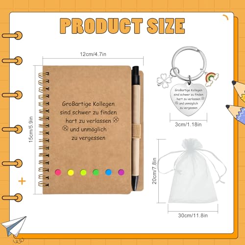 JurciCat Abschiedsgeschenk kollegen Notizbuch 4 teiliges Set Kleine geschenke für kollegen abschiedsgeschenk kollegen jobwechsel Dankeschön geschenke