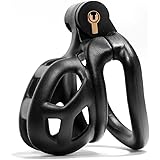 Cobra Chastity Cage Male Penis Lock with 4 Size Cock Ring Discreet Sissy Lightweight Chastity Device Sex Toys(Black-Nub,with 2.0 Ring)