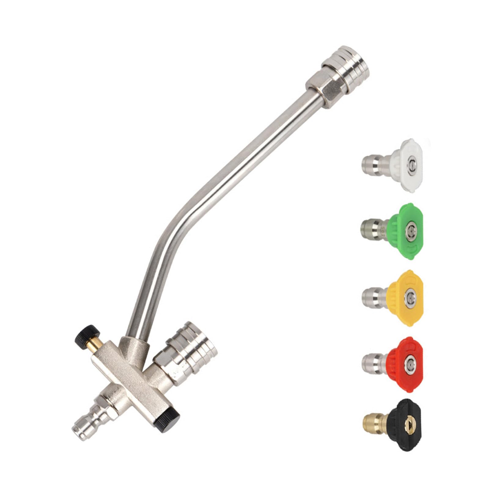Double Valves Pressure Washer Cleaner Attachment Power Washer Extension Wand Rod 1/4Inch Quick Connection Valves