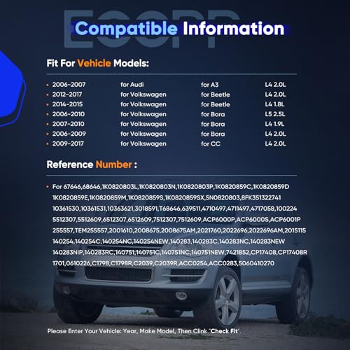 Image of ECCPP AC Compressor for Volkswagen for Jetta Passat Tiguan Bora Eos 1.8L 1.9L 2.0L 2.5L 2006-2015 AC Compressor with Clutch