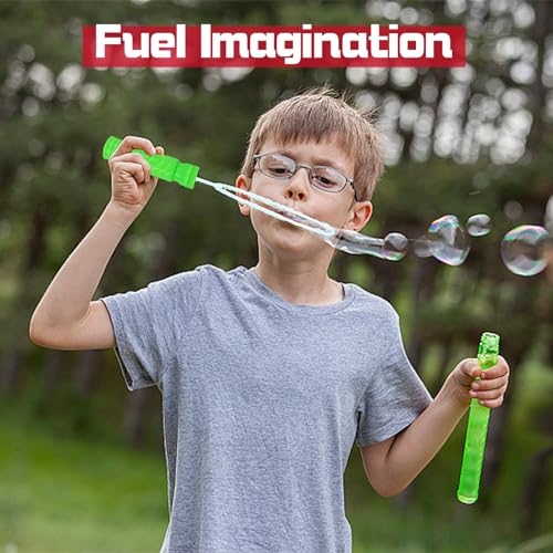image for MorTime 24 Pack Bubble Wands for Kids, 8 Colors Bubbles Stick Bulk, 14