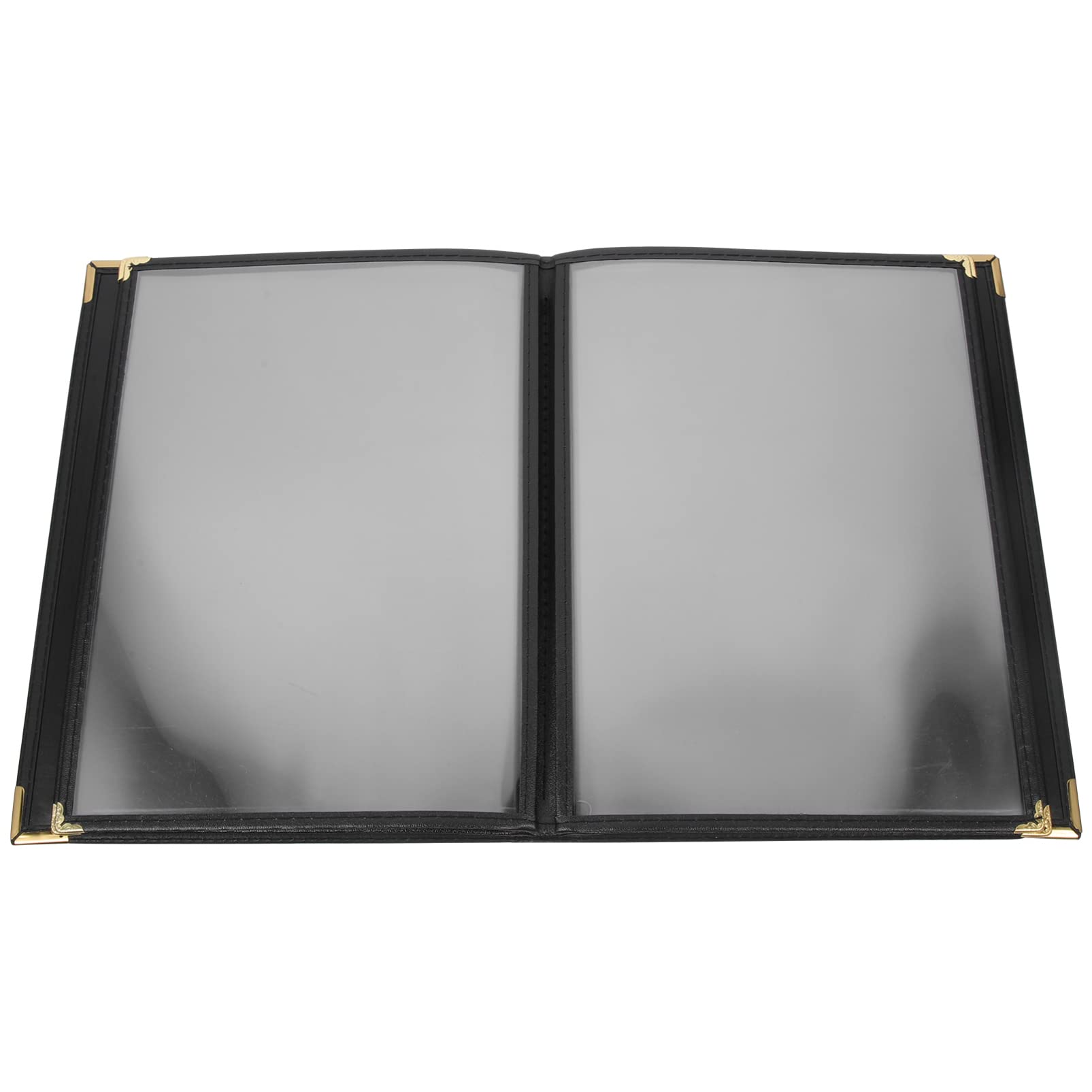 SHERCHPRY Recipe Binder Restaurant Menu Holder Clear Double Panel Cover Sleeves with Metal Corners Transparent Menu Book Holders for Restaurant Bar Cafe Menu List Paper Insert Black Notebook Binder