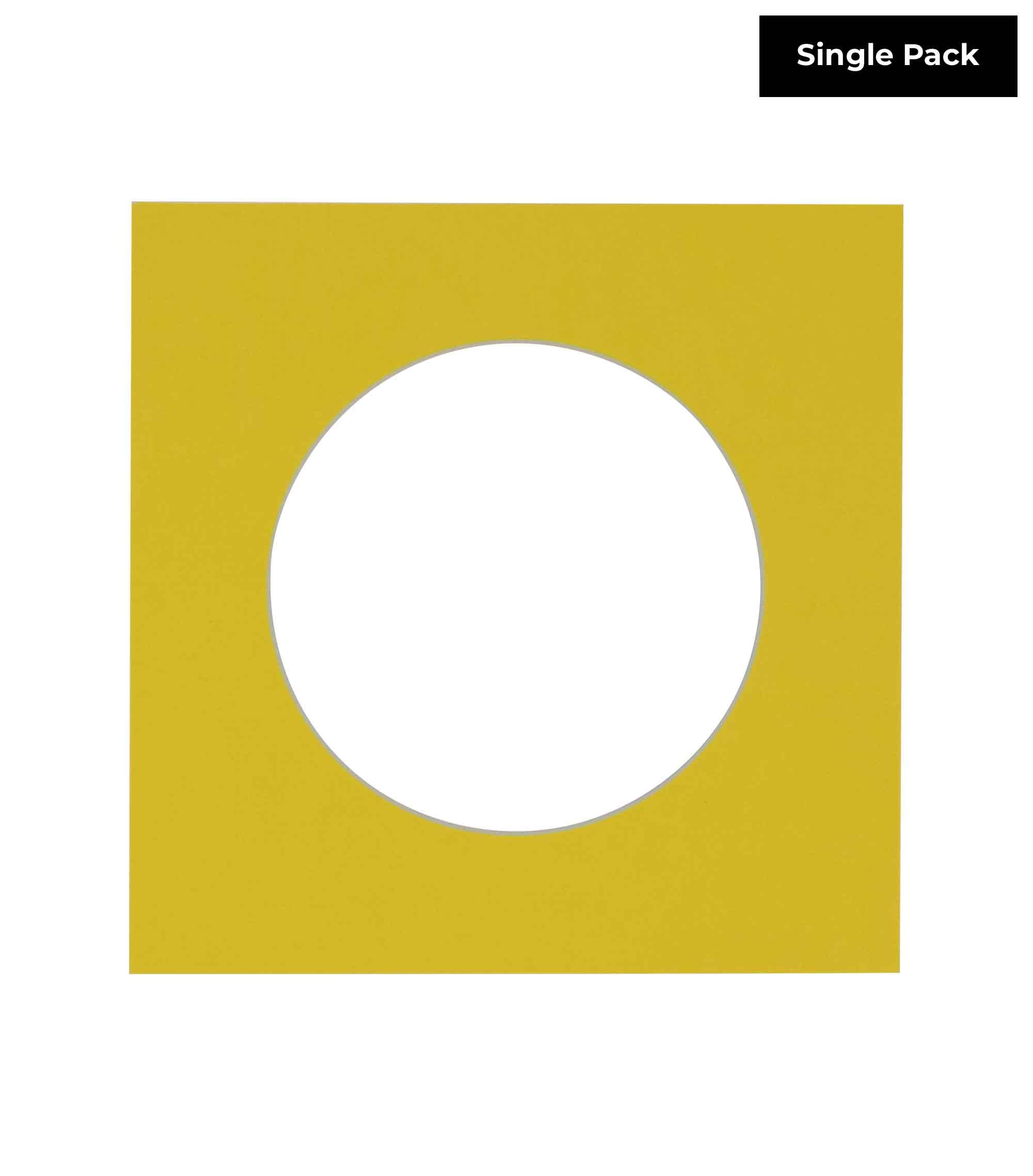 CountryArtHouse Yellow Acid Free 22x22 Circle Picture Frame Mat with White Core Bevel Cut for 18x18 Pictures - Fits 22x22 Frame - Pack of 1 Matboard Show Kit with Acid Free Backing & Clear Bag