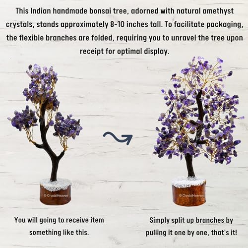 Image of Certified Amethyst Crystal Tree for Good Luck - Healing Crystals Money Tree for Wealth, Positive Energy at Home Office - Decorative Spiritual Gifts for Vastu, House Warming