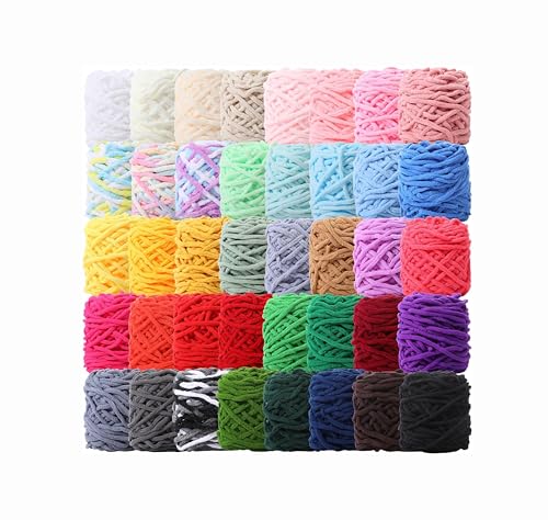 Image of PRANSUNITASuper Thick Fluffy Jumbo Polyester Baby Blanket Chenille Yarn for Knitting,Crochet&Home Decor Projects,Afghans,Throw Pillows,Cushions&Blankets.-100 GMS 6Mm Thickness Color (Golden)