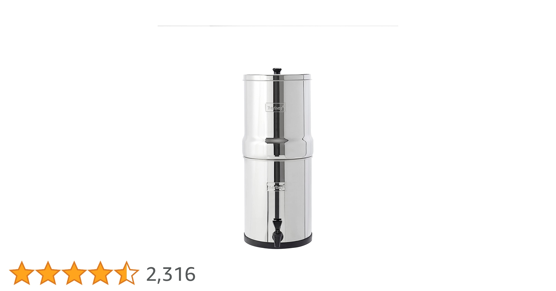 トラベル用 Berkey (バーキー) 大型重力式浄水器 エレメント 2 個付き