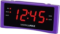 Vista 7 de HANNLOMAX Radio despertador HX-151CR, radio PLL AM/FM, alarma dual, pantalla LED roja de 1.2 pulgadas, solo operación de CA. (gris plateado)
