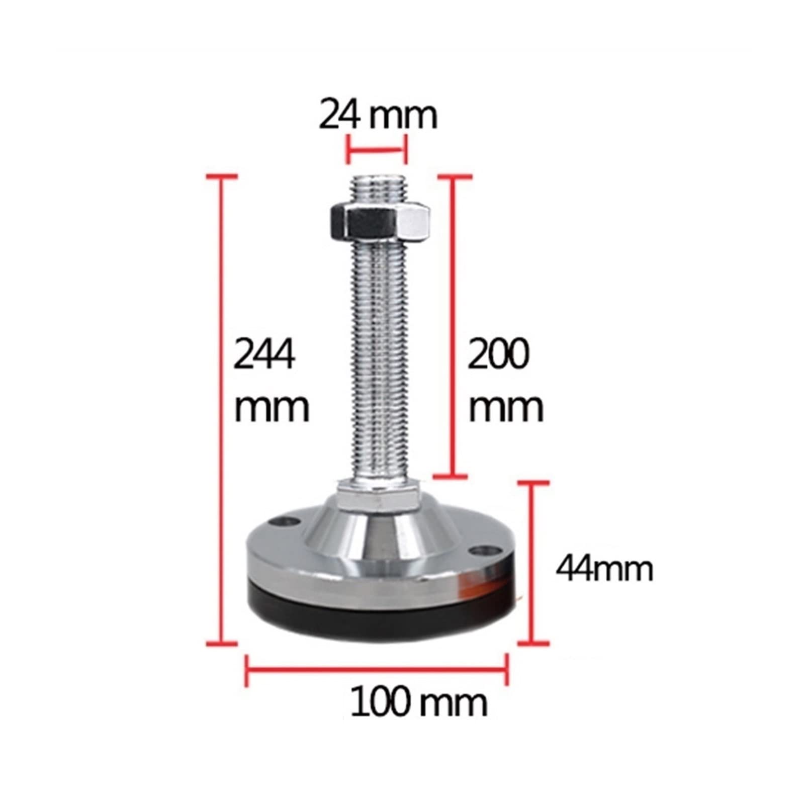 Niveladores de muebles ajustables, 2 piezas de M24, nivel de muebles roscados M30 Instalación de pies niveladores for máquinas de servicio pesado, pies niveladores ajustables(100*m30*200mm)