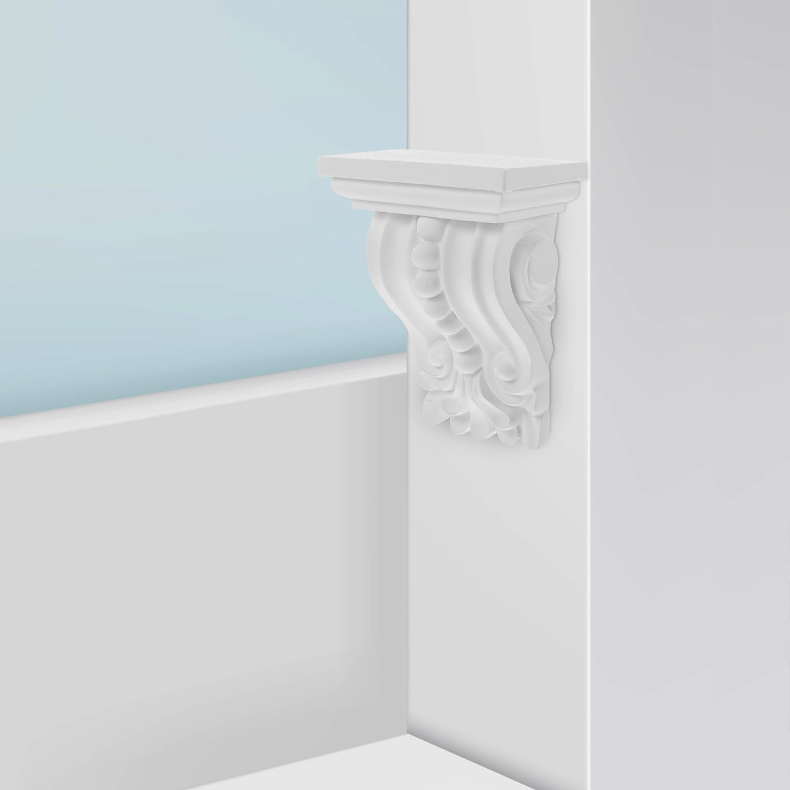 MAGICLULU Ménsula Decorativa de Columna Europea Tallada en Pu Blanca 11,5 Cm para Molduras y Superposiciones de Muebles, Aplique para Esquina, Decoración para Hogar y Sala de Estar
