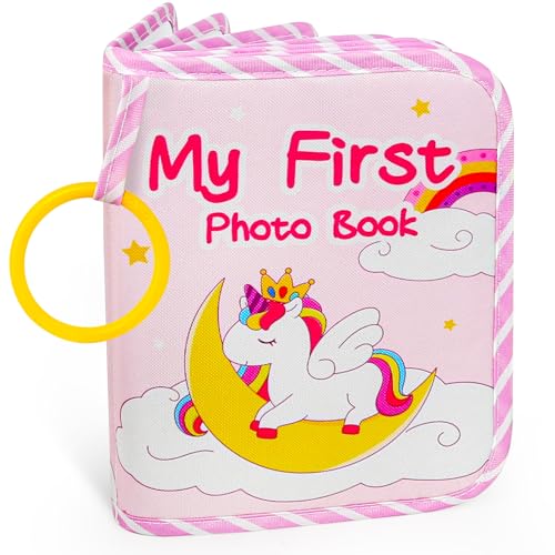Image of GKDOMS Baby Photo Album Memory Book, Soft Photo Cloth Book gifts for Babies(Pink unicorn)