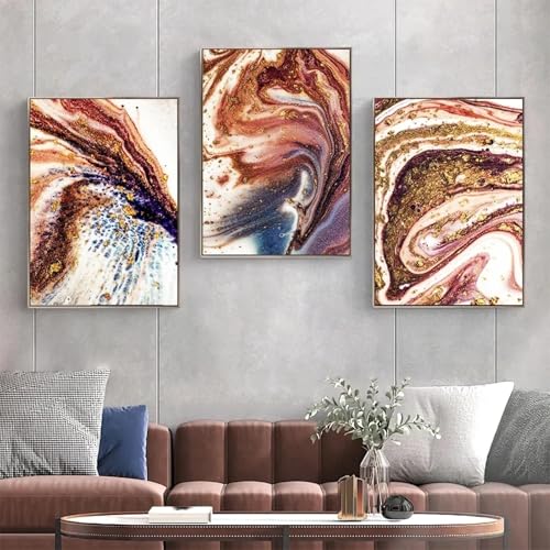 Aquarelle abstraite rivière dorée pour illuminer un grand salon moderne avec style