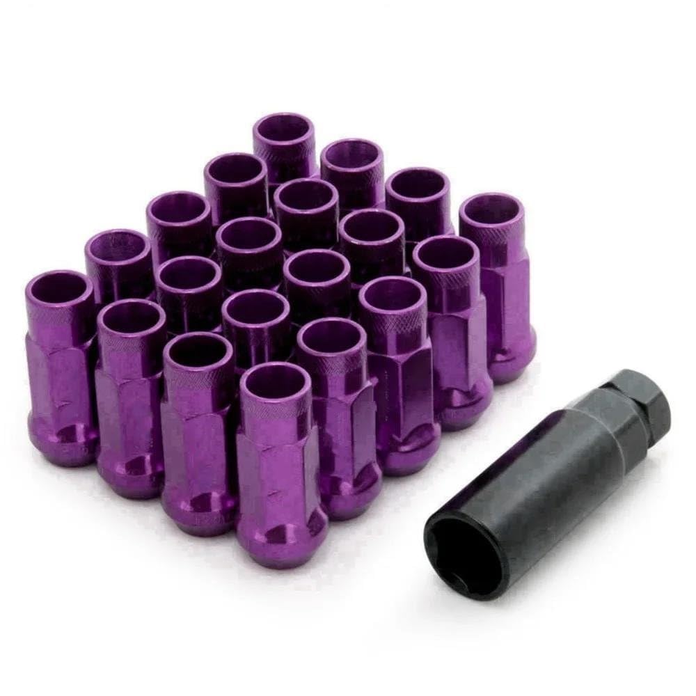 Boulon Vis Écrou Compatible Avec Mazda Écrous De Roue En Acier Pour Roues De Voiture Boulons De Roue Rondelles Plates Écrous De Roue De Verrouillage M12x1,5 M12x1,25, 20 Pièces(Purple,M12x1.25)