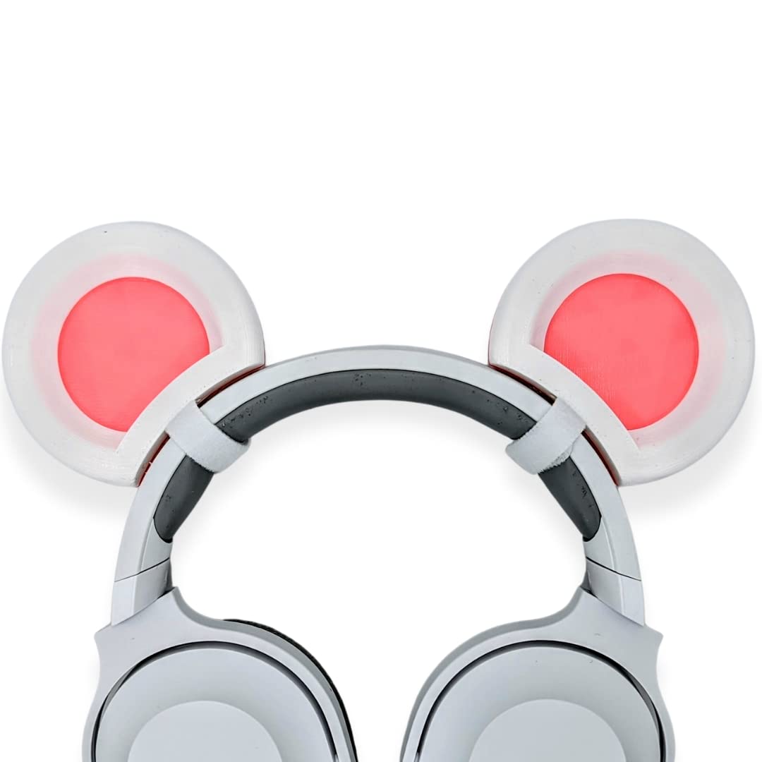 BeamTeam3D Mouse Ears for Headphones - Adorable Mouse Headphones Attachment in Various Colors with Self Fastener - Mouse Ears for Gamers and Streamers