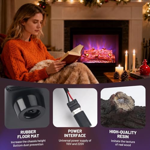 Image of Electric Fireplace Logs Realistic Flame Effect Embedded Fireplace Flame Block 21.46 * 9.45 * 8.27 in USB Remotecontrol Fireplace Placement Not Emitting Heat