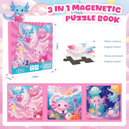 Image of Homicozy Magnetic Puzzles for Toddler Kids 3-8, Axolotl Travel Toys