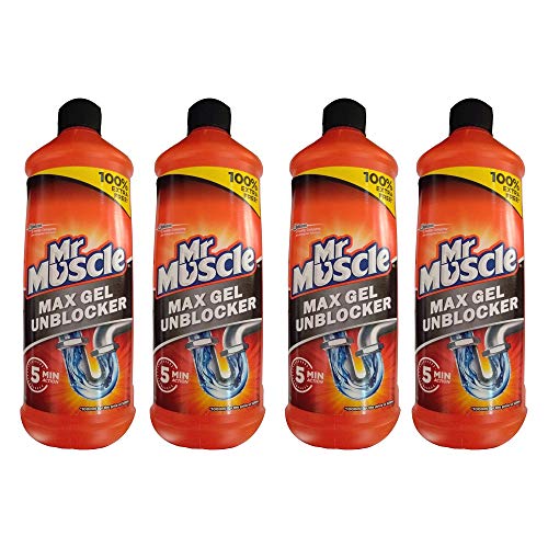 Mr Muscle for Kitchen & Bathroom Sink Cleaner Drain Gel 500ml (Pack of 4)