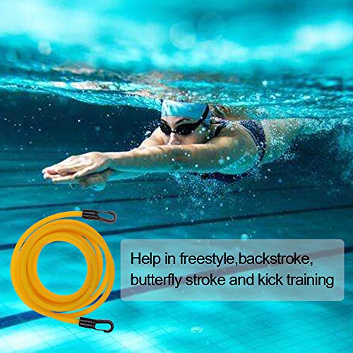 KIKIGOAL Swim Training Belts Swim Bungee Cords Resistance Bands Swim Tether Stationary Swimming, Swim Harness Static Swimming Belt (Blue, 6mm10mm4m) - Thumbnail 2