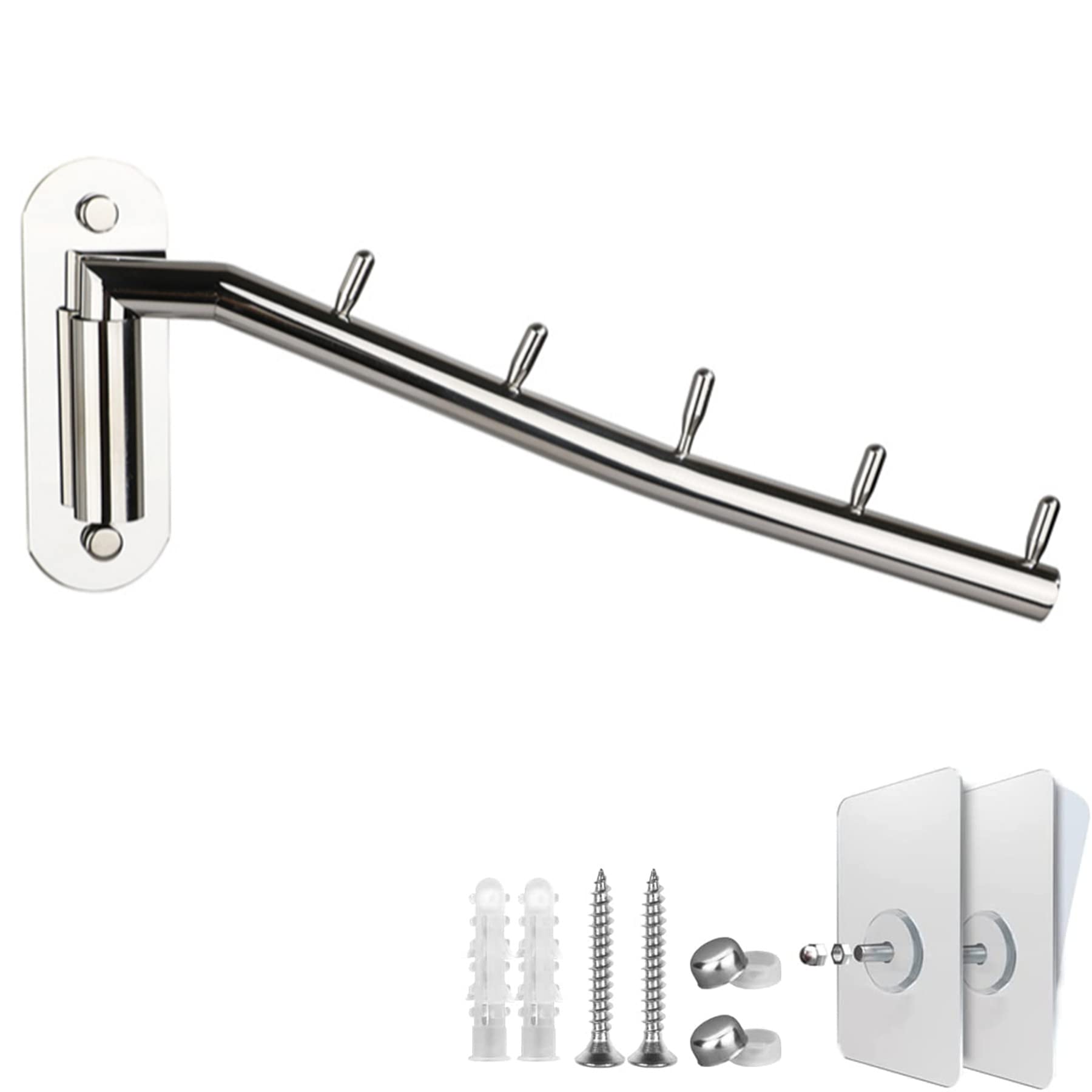 Amazon｜ステンレス鋼壁取り付け衣類ハンガーラックフック、スイング