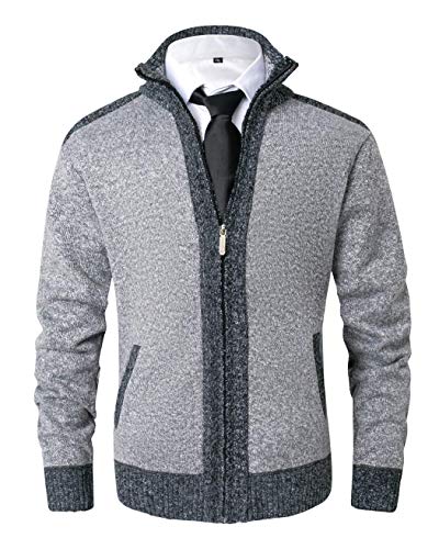 Image of Vcansion Men's Classic Cardigan Sweaters Stand Collar Slim Fit Casual Knitted Sweater