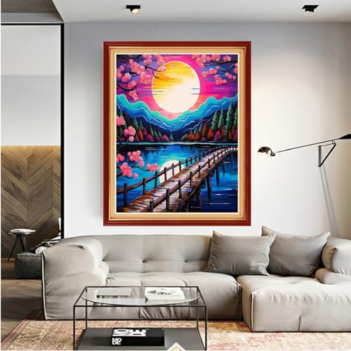 Image of Dooxvey Cross Stitch Kits for Adults Beginners - Full Range of Stamped Kits, 11CT Cross Stitch Patterns - Night Scenery, 16x20 inch