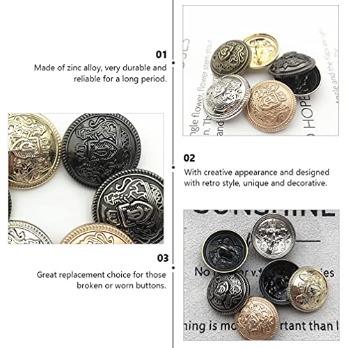 VICASKY 30Pcs Botões Do Casaco de Metal Antigo Roupas Blazer Botões Decorativos Botões de Estilo Bri