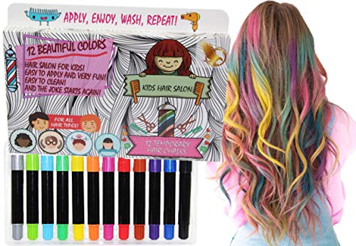 Hair Chalk Pens, 12 Color temporary hair color, top package hair dye Hair Color, Safe For kids gifts teen for Party Cosplay Halloween Makeup, kid coloring, dye, teen gifts, hairchalk kits, hair products