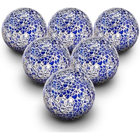 Quancru 6pcs Mosaic Glass Balls Set Cover