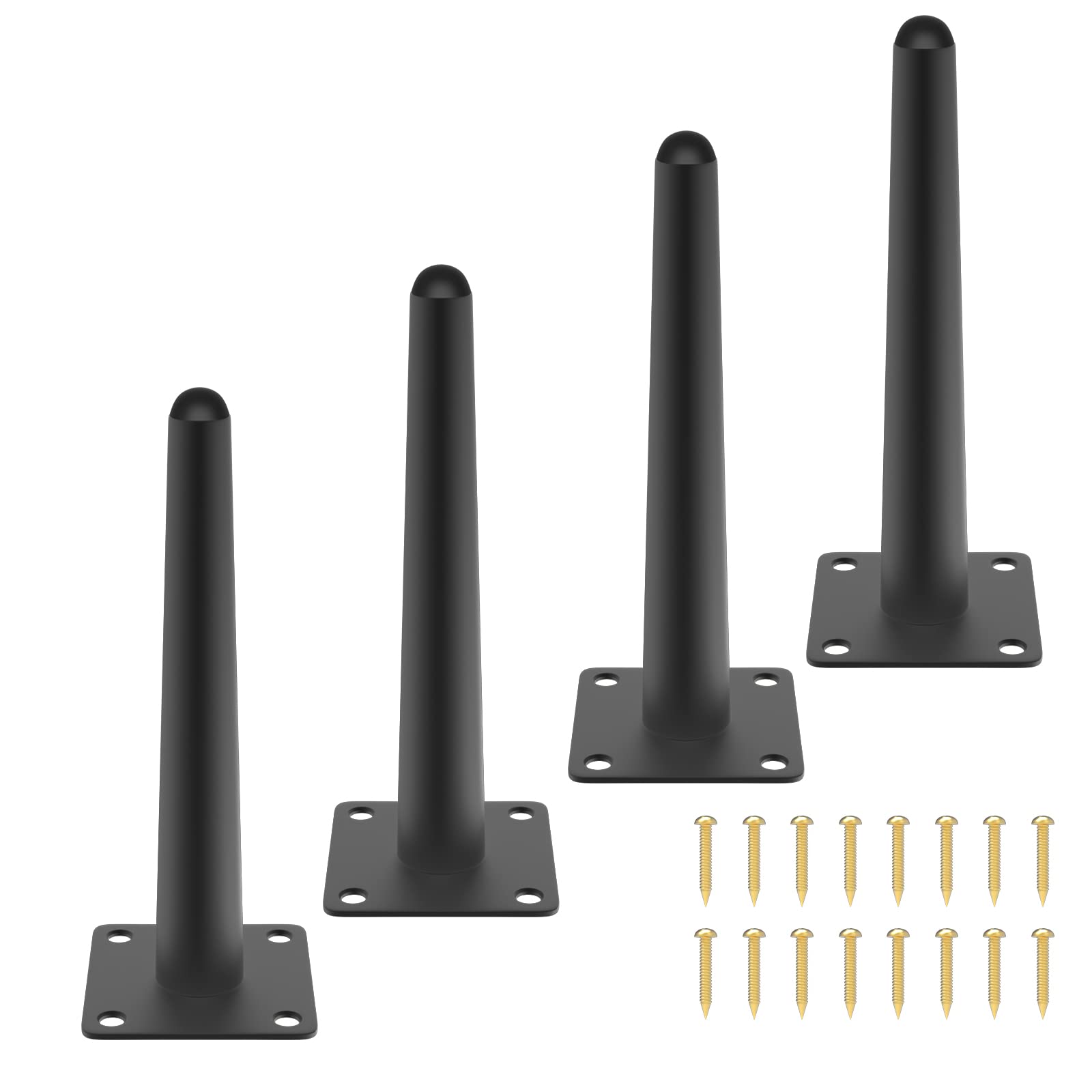 Set of 4 Furniture Legs 8 Inch Modern Furniture Legs Mid Century Oblique Conical Metal Legs Metal High Tapered Slant Feet Sofa Replacement Legs for Desk, Cabinet, Table+Mounting Screws(Black)-image-47