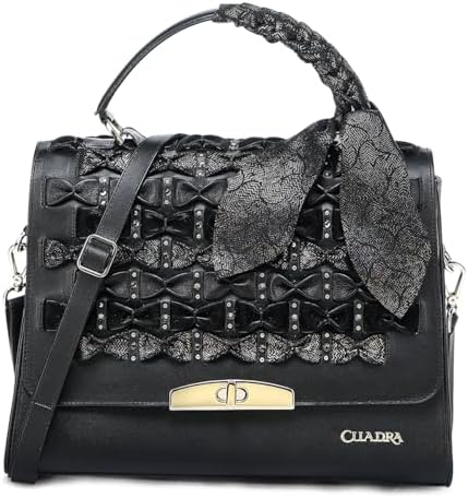 Cuadra Women Black Handbag in Bovine Leather with Cristals