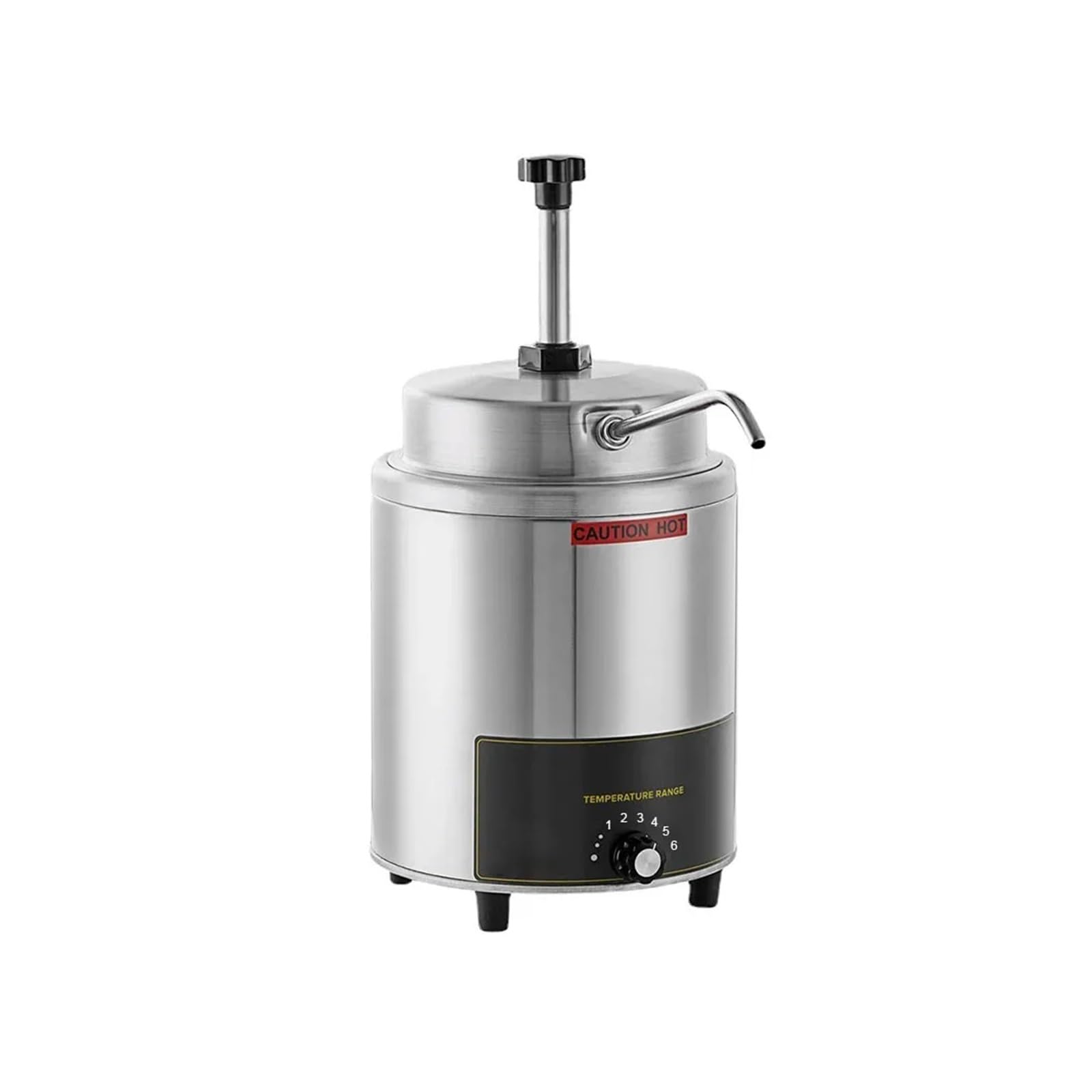 Gqnblvhzupdm Silver Syrup Machine, Commercial Stainless Steel Cheese Warmer Dispenser Sauce Pump Electric Heating Warming Machine(Round)
