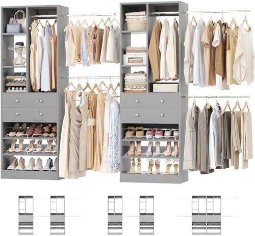 Amazon.com: Besiost Closet System, Up to 134"/11.2 FT Closet Organizer ...