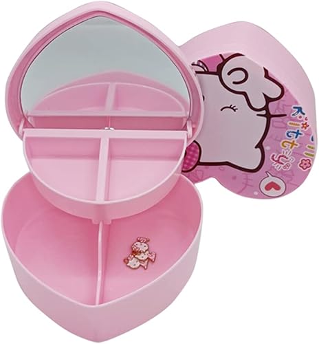 Joyero rosa para niñas lindo organizador de joyas de anime Kitty portátil joyero de viaje de dibujos animados Kawaii para mujeres dijes de joyería