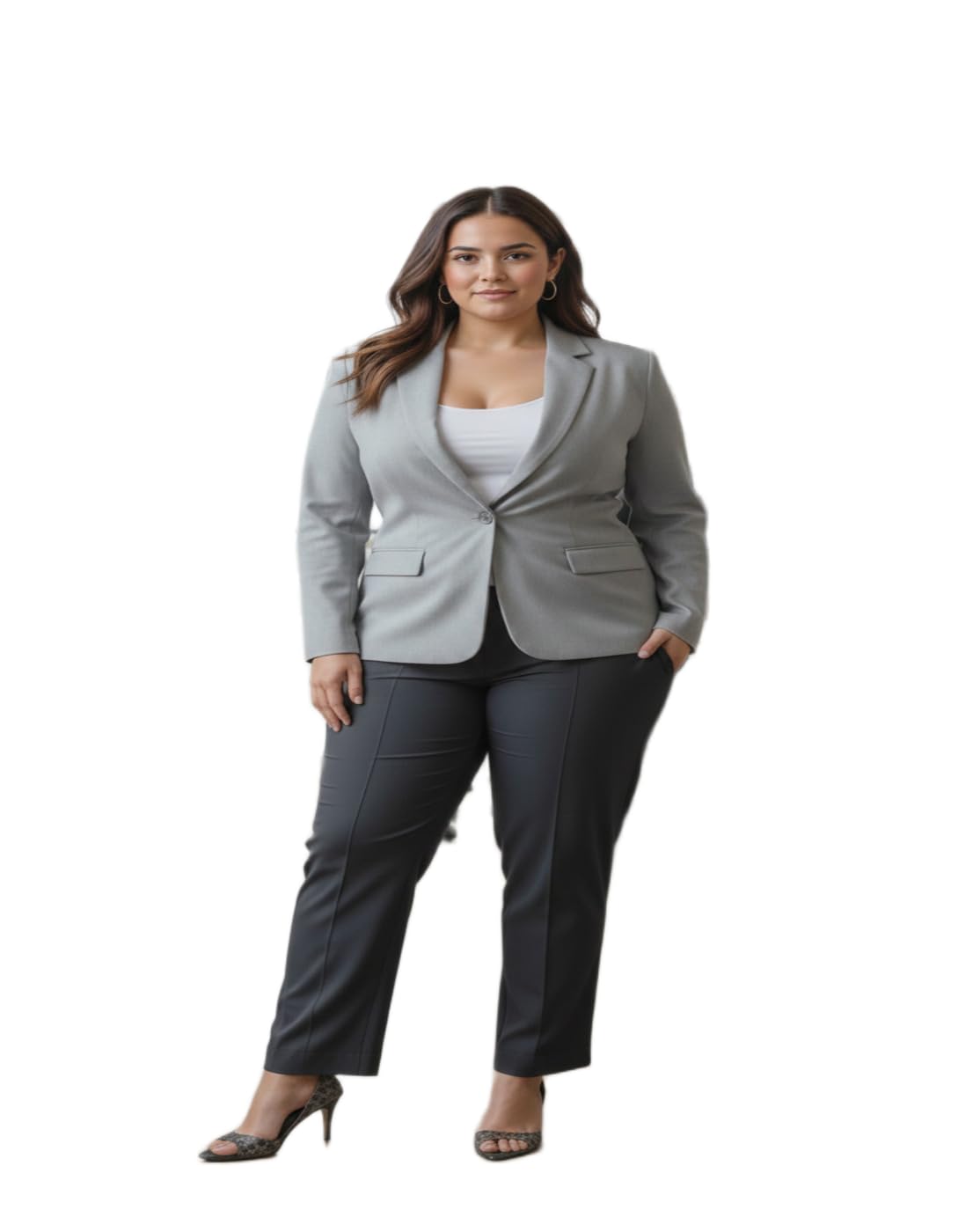 maykr Plus Size Women Grey Blazer | Formal Office Wear Blazer for Curvy Women-picture-25