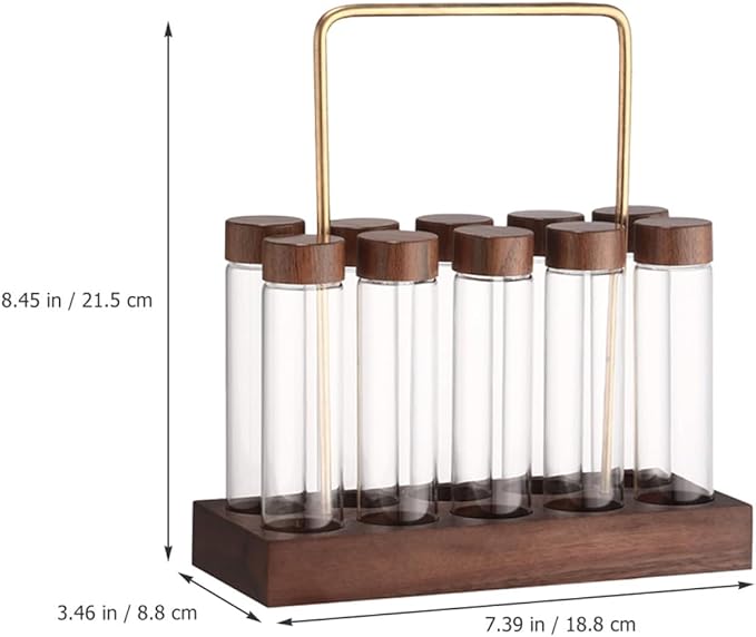 Set de 10 Tubos de Vidrio SUPVOX con Base de Madera para Almacenar Café miniatura 3
