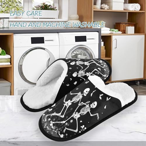 White Halloween Skeleton Butterfly Slippers For Women Men Soft Memory Foam Non-Slip Hallowmas Winter Indoor House Shoes Travel Slipper3