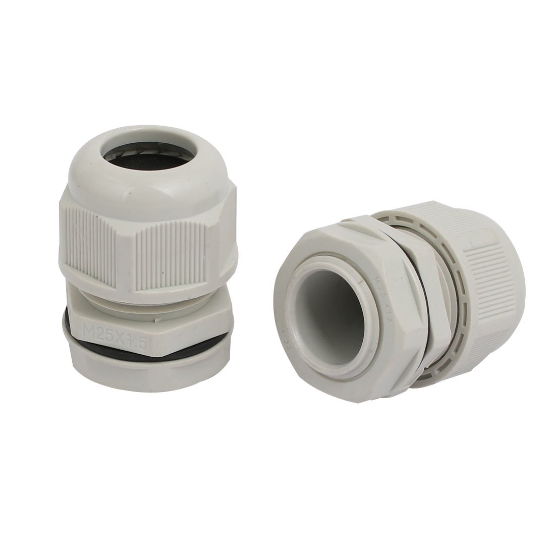 Aexit M25x1.5mm 6mm Transmission Dia Adjustable 2 Holes Nylon Cable Gland Joint Gray 10pcs
