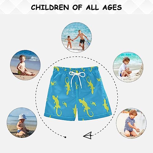 Eionryn Cute Green Lizard Boys Swim Trunks Toddler Beach Board Shorts Quick Dry Kids Swimwear Bathing Suits 2T4
