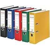 Original Falken 10er Pack PP-Color Kunststoff-Ordner. Made in Germany. 8 cm breit DIN A4 Vegan farbig sortiert zu je 2x schwarz, blau, rot, gelb, grün Aktenordner Briefordner Büroordner