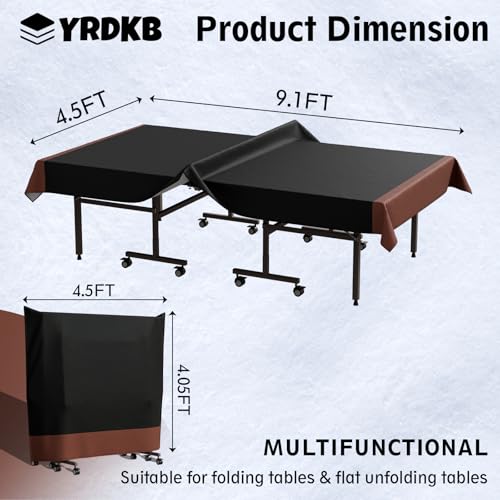 YRDKB Ping Pong Table Cover - 9x4.5FT Black and Brown Upgraded High Quality Waterproof Table Tennis Cover Heavy Duty Indoor and Outdoor Tables Cover for Weather Protection