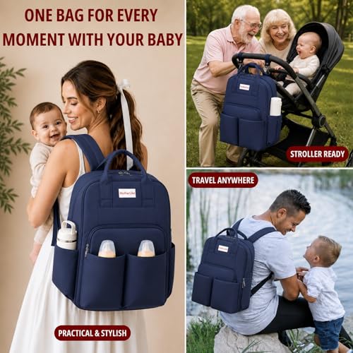 Image of Diaper Mommy Bags For Mothers for Travel - Hospital Baby Maternity Bag for Delivery Women - New Born Baby Essentials - Water-Resistant Fabric & Insulated Bottle Holders | 24 L, 15 Pockets