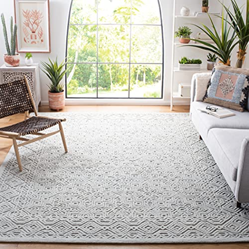 SAFAVIEH Textural Collection Area Rug - 9' x 12', Silver,