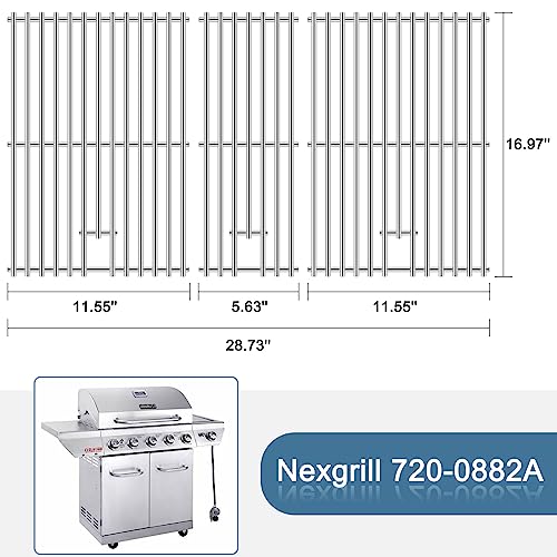 Image of Grill Grate Replacement Parts for Nexgrill 720-0882A Evolution Infrared Plus, Stainless Steel Grill Grates, Heat Plates Shields, Burner Tubes, Igniters for Nexgrill Replacement Parts 5 Burner.