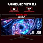 34 Inch Ultrawide Curved 144Hz Gaming Computer Monitor 1500R PC Screen 21:9 UWQHD (3440x1440),Adaptive Sync,178° Viewing Angle,HDMI、Display Port,Compatible with Wall mounting - Black - Image 3