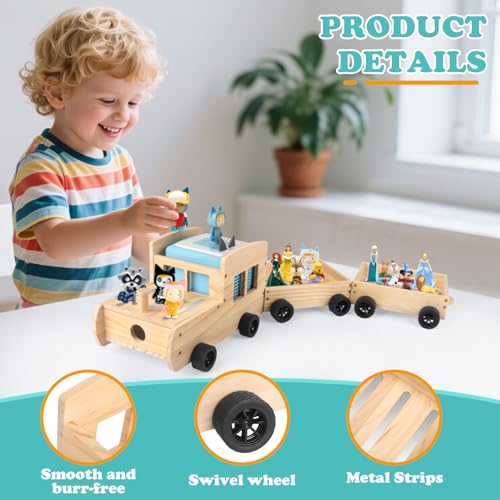 Image of Train for Tonies Box 1 /2 Organizer Storage Shelf, Wooden Bus Magnetic Storage Holder for Toniebox Player Tonies Figures Characters for Children, Display Collection 20~30 Tonie Box Characters