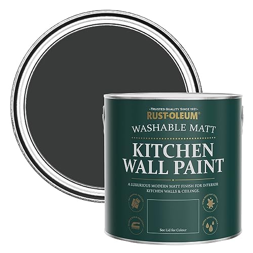 Rust-Oleum Black Washable Kitchen Wall Paint in Matt Finish - Natural Charcoal (Black) 2.5L