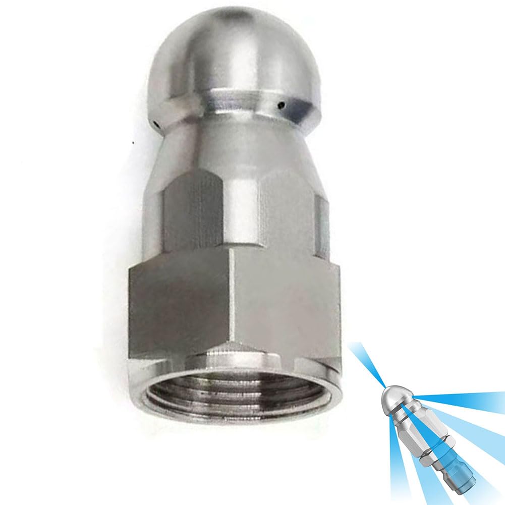 Dysze do myjek ciśnieniowych, Dysza do czyszczenia kanalizacji ze stali nierdzewnej, gwint wielostrumieniowy, 1/2/5 szt(1 Hole in Front/6 Holes in Back Inner Diameter 22mm,2pcs)