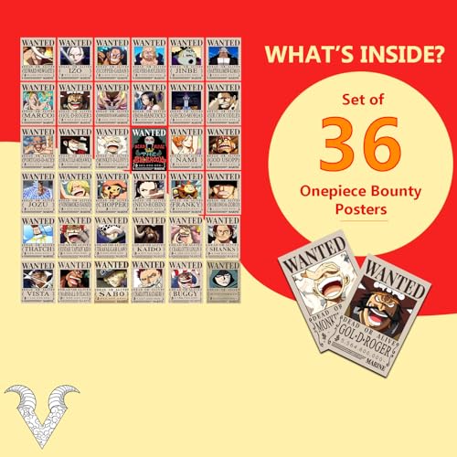 Image of VEENSHI Paper Set Of 36 One Piece Bounty Poster | Anime Wall Poster Of One Piece | Poster Of Anime | Onepiece Room Posters | 300 GSM | 9X6 Inch