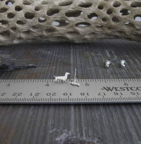 Dachshund Dog Stud Earrings Polished Sterling Silver polished Handmade in USA