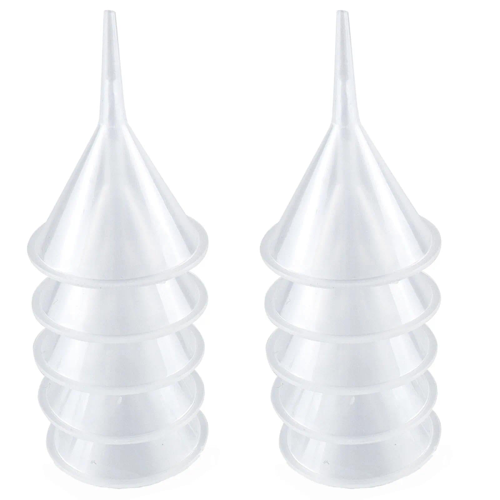 Embudo Pequeño Cocina (5u) - Cuello estrecho, anti-derrame, reutilizable | Plástico resistente | Hogar | Perfume, especias, botellas | Uso personal