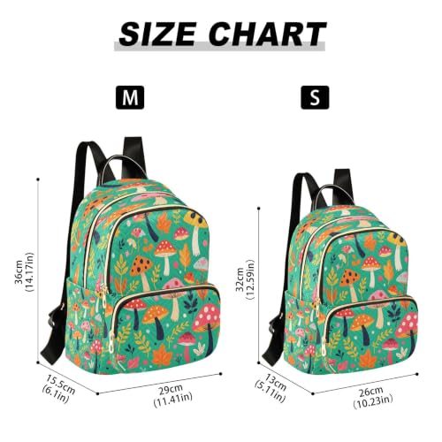 Mini mochila de moda con estampado de hongo casual y hojas para universidad 3
